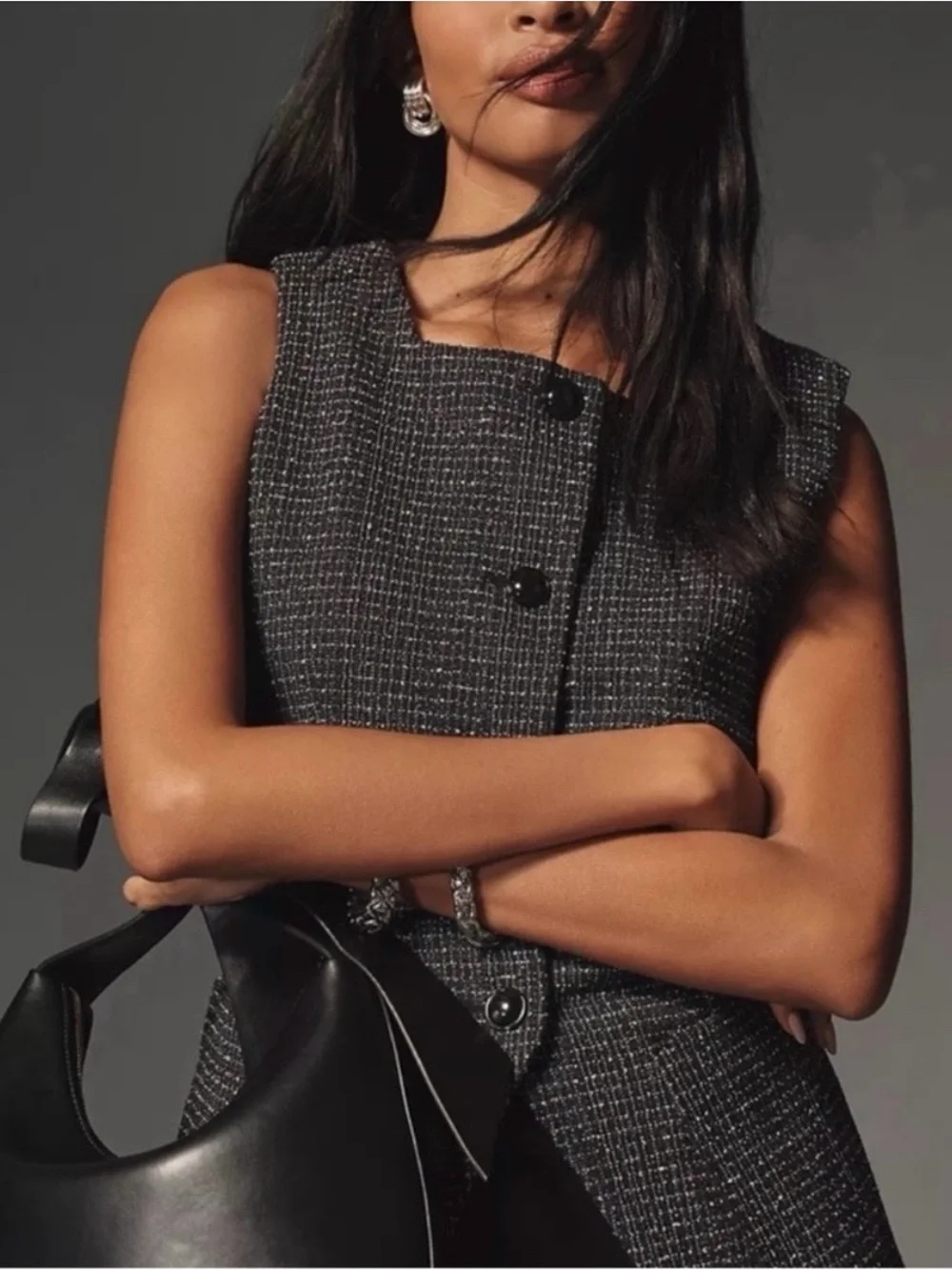 Anthropologie Maeve Square-Neck Tweed Vest